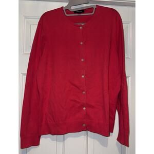 Land’s End Fuchsia Cotton Blend Button Classic Cardigan Women’s Large (12-14)